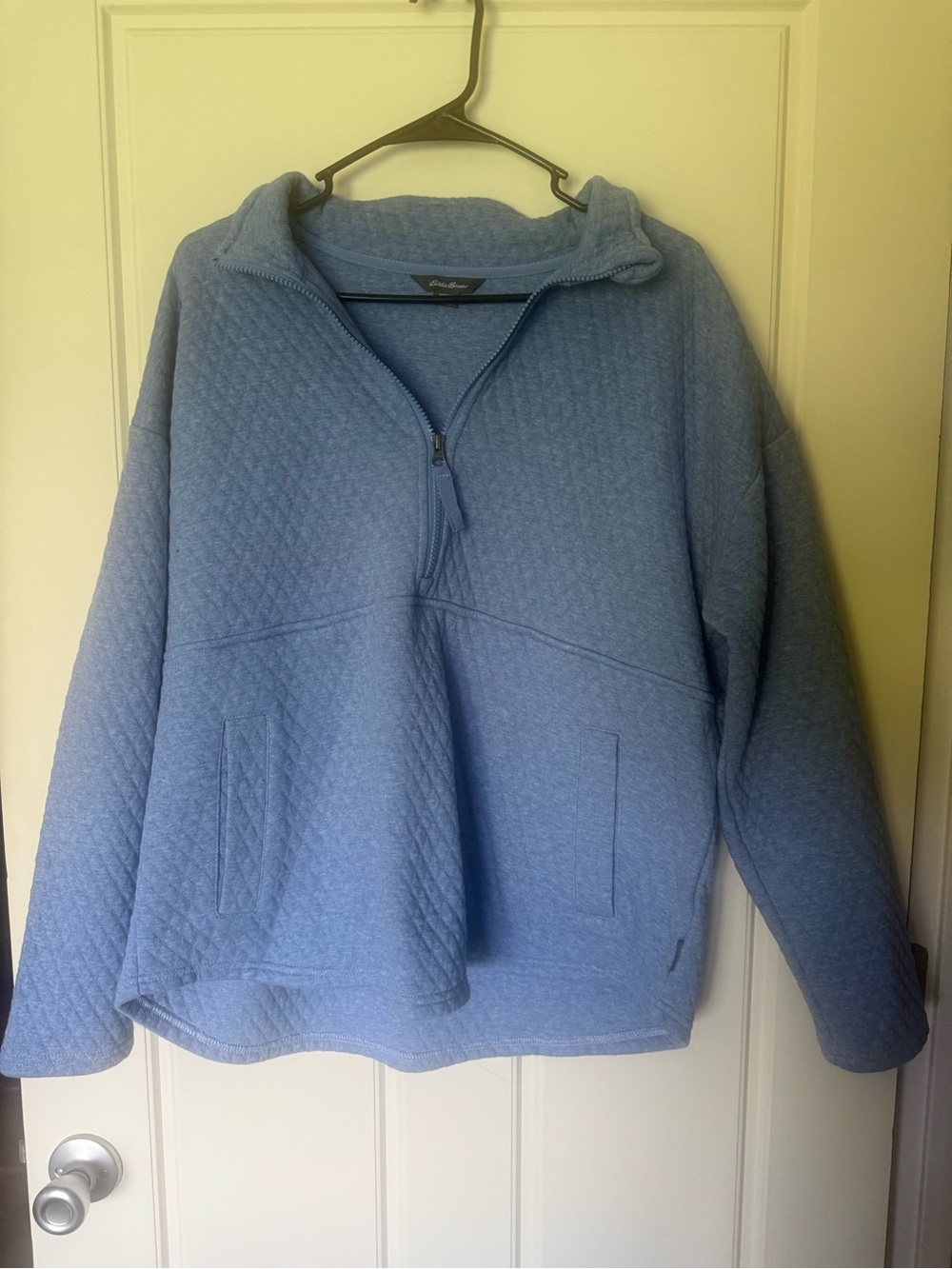 Eddie Bauer Light Blue Quilted Half-Zip Pullover